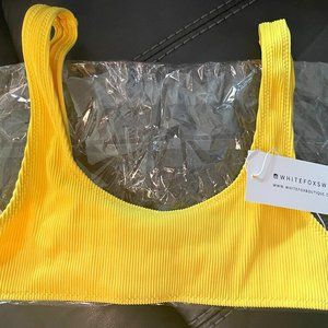 Yellow Ribbed Bikini Top